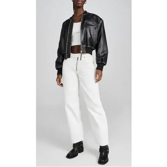 FRAME Angled Zipper Long Barrel Jeans in White Size 30 - Picture 3 of 14